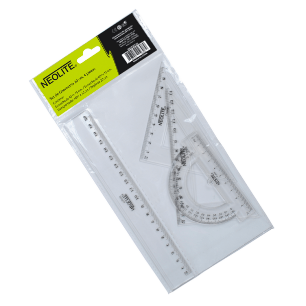 Multipel Neolite Set Geometría Neolite 4 Piezas Transparentes 20 Cm